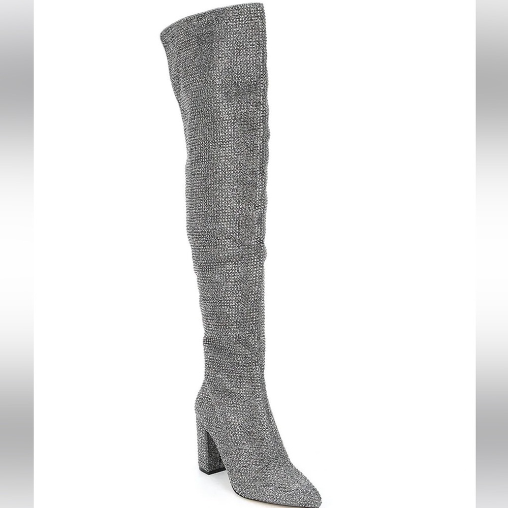 Carvela Shine Over-The-Knee Rhinestone Embellished Block Heel Boots
